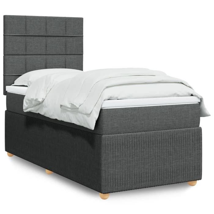VidaXL Sommier à lattes de lit avec matelas Gris foncé 100x200cm Tissu 3291968