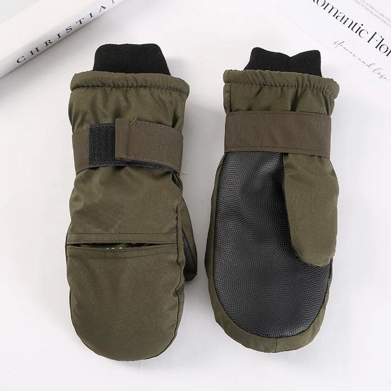Winter Finger Gloves, Skiing And Mountaineering Windproof Gloves With Thick Velvet, Solid Color Unisex Wrist Protection Gloves