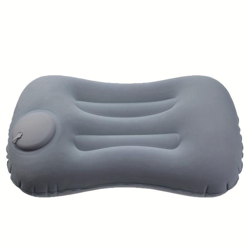 

1Pc Multifunctional Inflatable Pillow, Suitable For Travel, Home, Work, And Camping - Foldable, Portable, Press-Type Neck Pillow, Comfortable серый