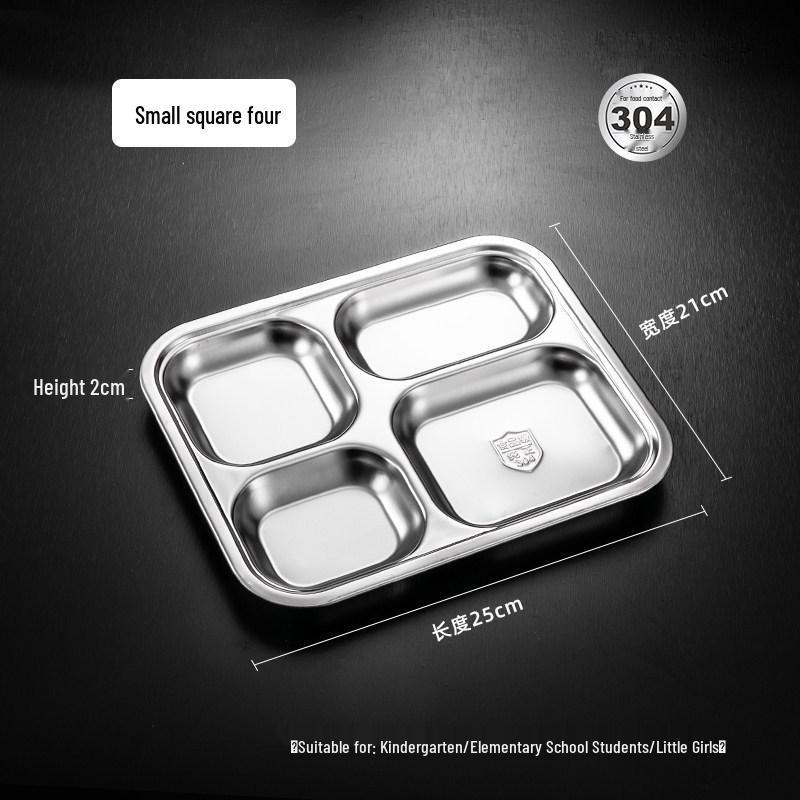 Chinese Style 304 Stainless Steel Compartmented Tray for Fast Food, Student, Adult, and Child Tableware