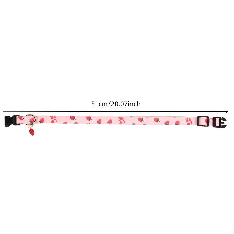 Fruit Pattern Pet Dog Collar Cute Strawberries Print Dog Collar Soft Comfortable Dog Necklace Daily Walk Adjustable Cat Collar