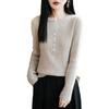 Women's Solid Color Wool Knitwear: Single-Breasted, Long-Sleeve, Round Neck, 2025 Autumn Collection