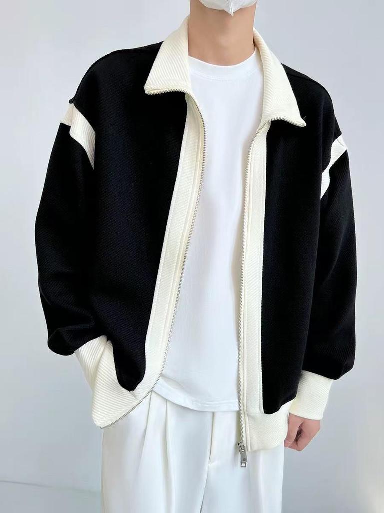 Unisex Trendy Tie-Dye Lapel Baseball Jacket with Leather Patchwork: Perfect for Spring and Autumn