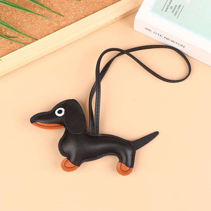 1Pc Men'S Car Dachshund Keychain Pu Leather Dog Keychains  For Women