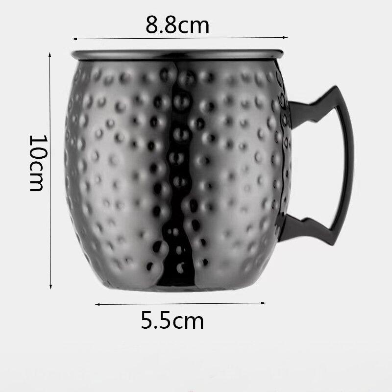 530ml Moscow Mule Mugs Hammered Copper Stainless Steel Cocktail Cup Beer Glasses Beer Mug Drinking Mug for Water Cold Drinks