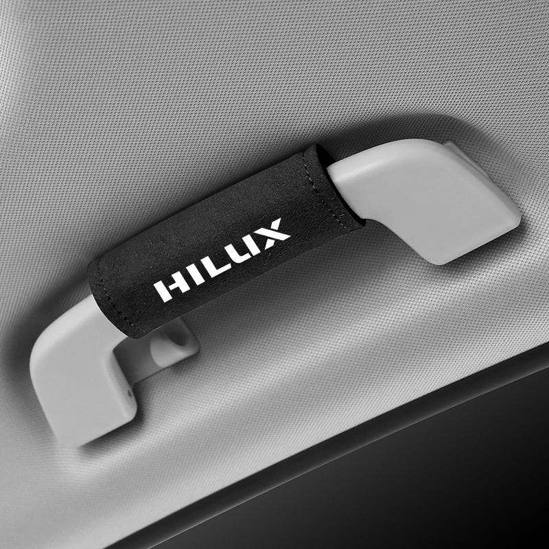 

Suede Leather Car Roof Armrest Pull Protection Cover Gloves Door Handle Accessories For Toyota Hilux Surf Vigo Revo 2017 2018 чёрный