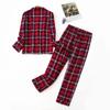 Damen Pyjama Übergröße Kleidung Damen Flanell Baumwolle Homewear Set Herbst und Winter Pyjama Karomuster Schlaf-Oberteile