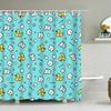 Duck Shower Curtain Cartoon Character Taking A Bath Colorful Drops Backdrop Dots,Cloth Fabric Bathroom Curtains With Hooks