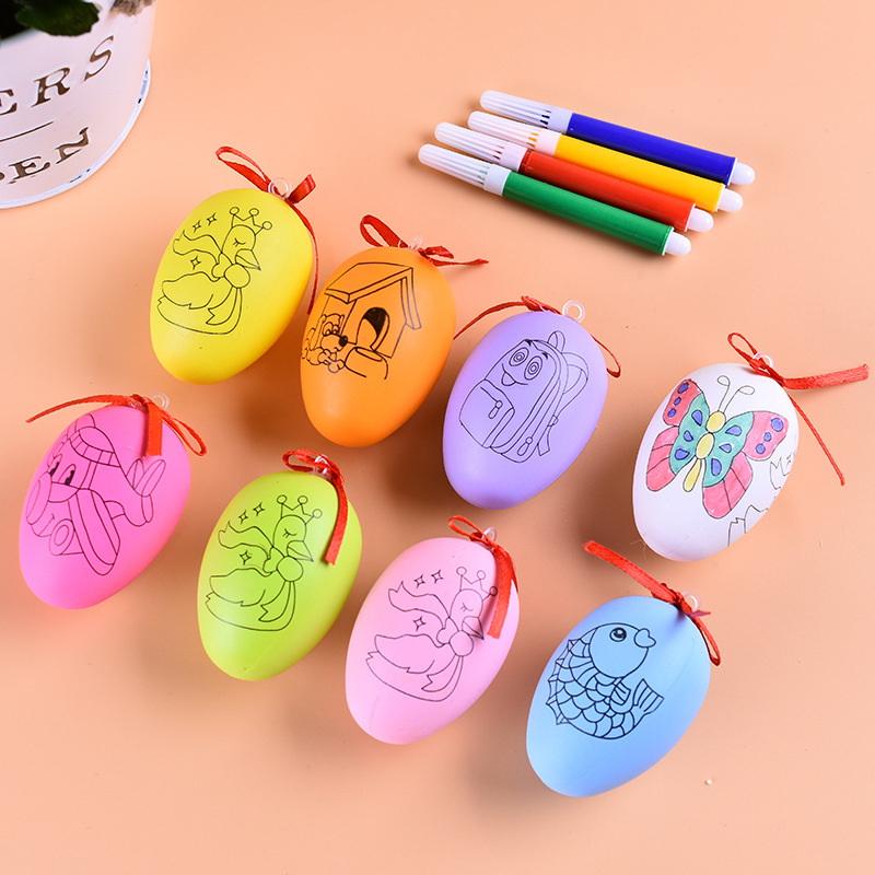 5 Set Easter Eggs DIY Hand-Painted Eggs Egg And Pen Combination Set Egg Decoration Props Christmas Eggs Party Supplies Set Gifts