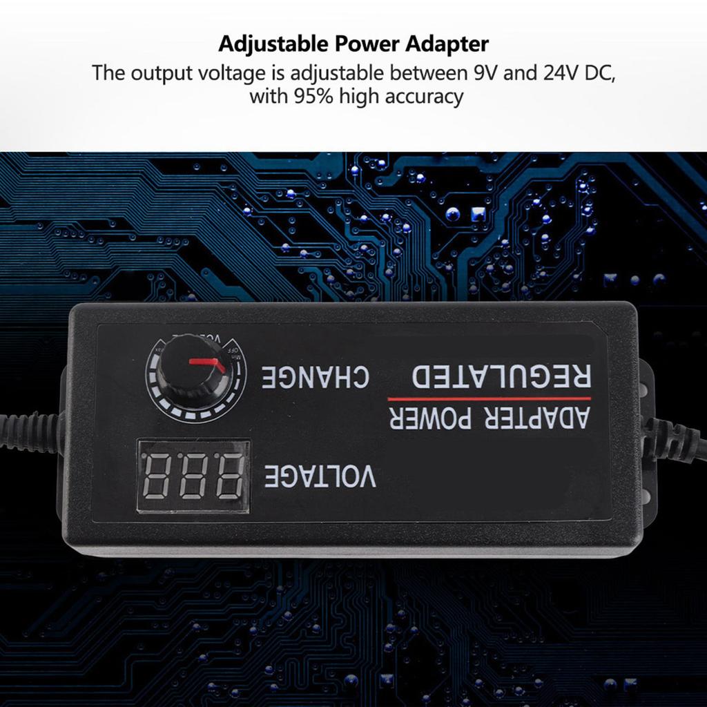 2.5A 72W DC 9V 24V Adjustable Power Adapter Voltage Display Speed Controller