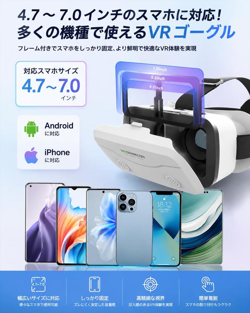 Upgraded VR Goggles for Angle VR Adjustable Focus and Interpupillary Blue Light Cut [2026 Model] Smartphones, 120° Ultra-Wide Headset, Distance,