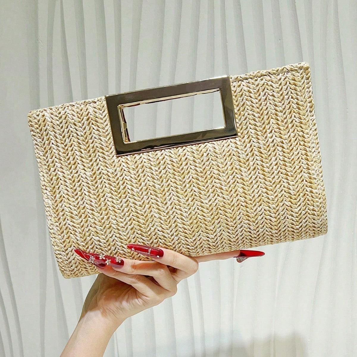 Sac Tissé pour Femme Sac Pochette Sac Bandoulière Sac pour Femme beige multicolore