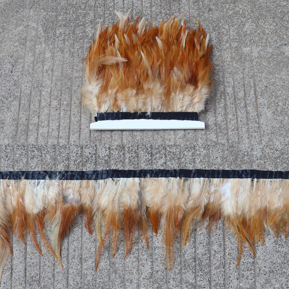 Feather5 10Meters Rooster Feather Trim 8-13CM Colored Chicken Feathers Ribbon  3-5" Saddle Pheasant Feathers Trim Fringe
