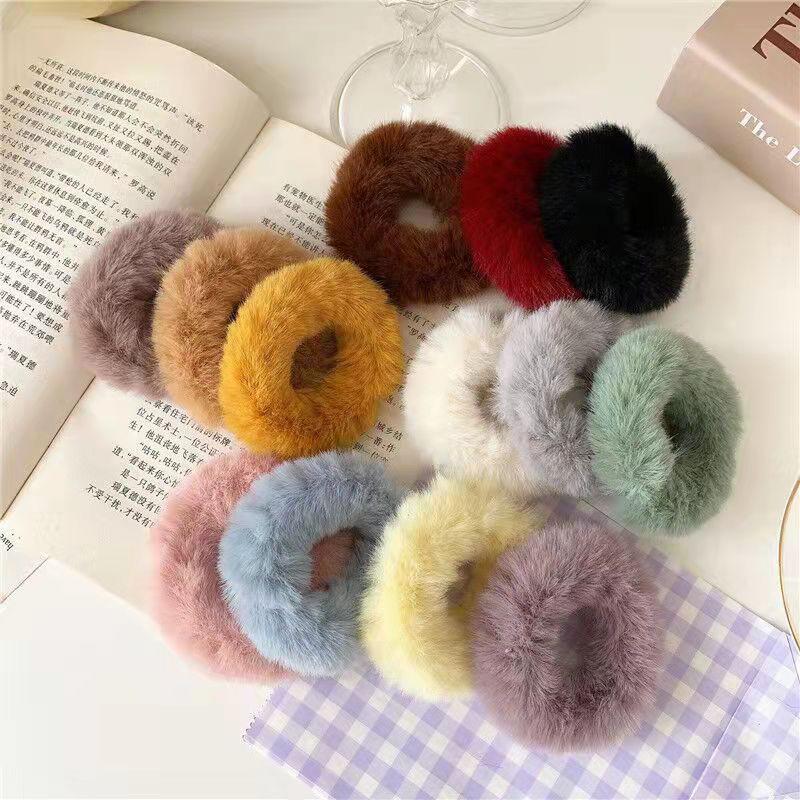 New Fashion Autumn Winter Plush Hair Rope Female Sweet Ponytail Holder Elastic Plush Hair Ring Hair Accessories Headwear