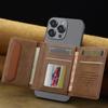 Business Magnetische Kartensteckplatz Hülle für Magsafe Funktionen Handyhülle Kartenhalter Geldbörse Luxus PU-Leder Herren Schlanke Geldbörsen Tasche