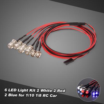 6 LED Light for 1/10 1/8 Traxxas HSP Redcat RC4WD Tamiya Axial SCX10 D90 HPI RC Car