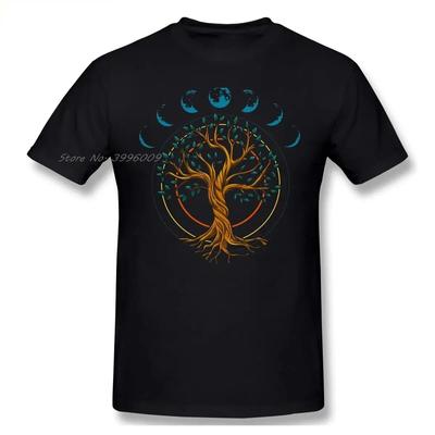 Summer Unisex and woUnisex Cotton Tree Of Life Retro T-shirt, Street Fashion Oversized Short-sleeved Top