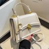 Small Portable Black Square Shopping Bag  Versatile  Textured PU Shoulder Bag  Popular Fashion