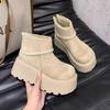Autumn and winter muffin feeling short boots French new platform Martin boots heightening snow boots