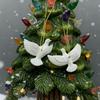 Plastic Dove Decoration Easy-To-Hang White Dove Pendant Peace Dove Ornament Weather-Resistant For Garden Christmas Tree Patio