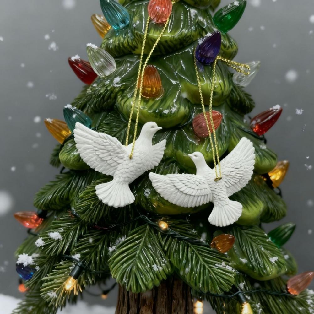 Plastic Dove Decoration Easy-To-Hang White Dove Pendant Peace Dove Ornament Weather-Resistant For Garden Christmas Tree Patio