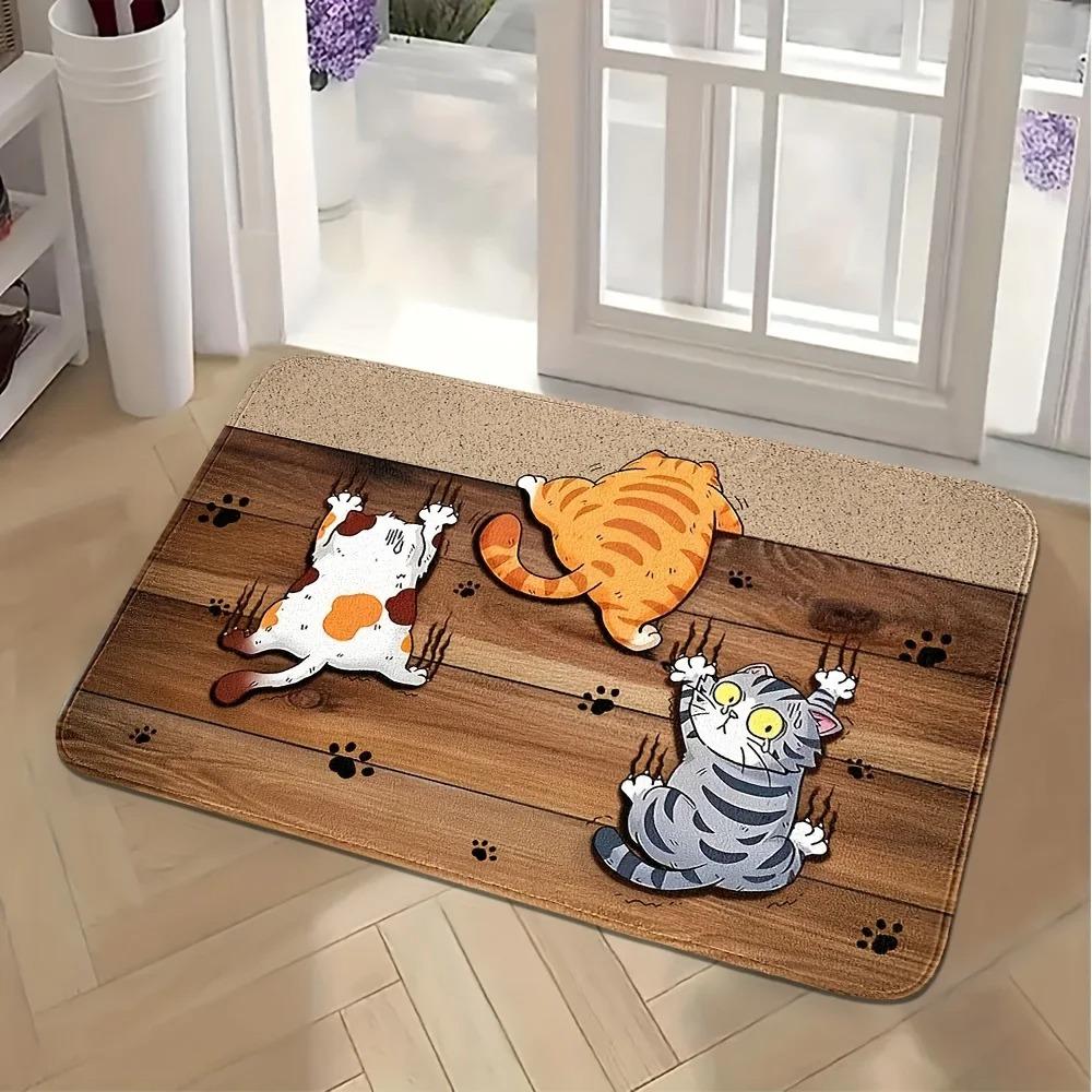 Cute Cat Rug Colorful Cartoon Floor Mat Kitchen Rug Doormat Welcome Mat Bathroom Mat Rug for Bedroom Carpet for Live Room