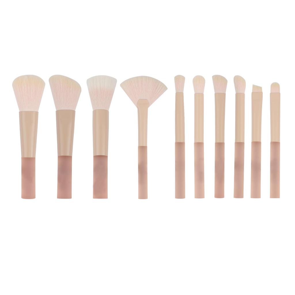 10-Piece Peach Makeup Brush Set: Loose Powder, Stippling, Eyeshadow, Blending, Concealer, Contour Brushes