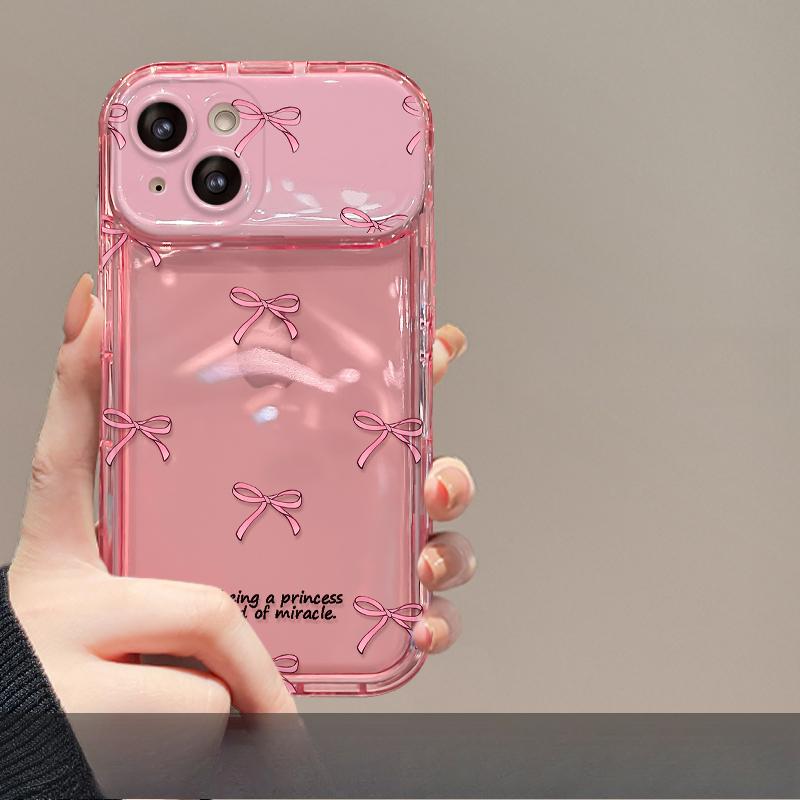 Applicable To Apple 15 Mobile Phone Case IPhone 14/13promax Bow Chain 11/12 Transparent Flip Mirror