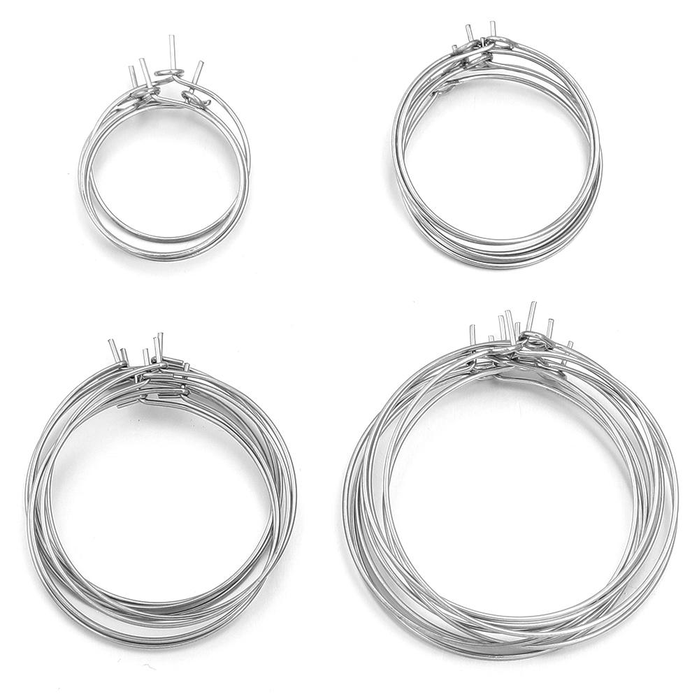 30pcs 20 25 30 35mm Stainless Steel Hoops Earrings Round Big Circle Ear Wire Hoop Wires For DIY Jewelry Making Earrings Supplies