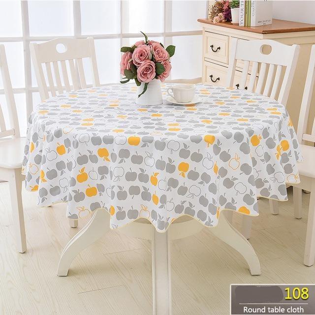 Flower Round Table Cloth Waterproof Pastoral Pvc Plastic Kitchen Tablecloth Oilproof Decorative Elegant Fabric Table Cover