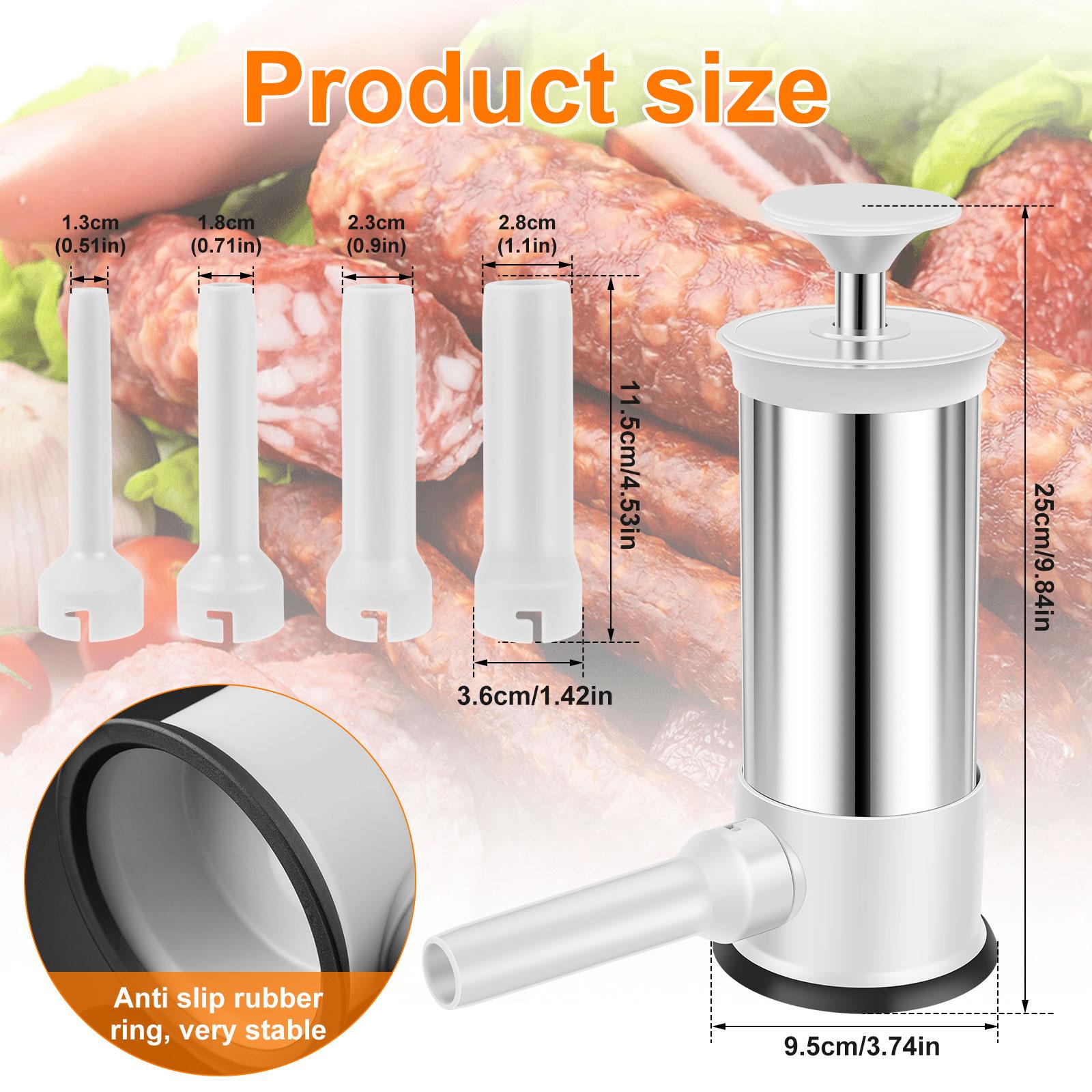 Manual Sausage Stuffer 2.2 LBS Stainless Steel Vertical Sausage Maker Machine with 4 Filling Tubes Meat Stuffing Filler Machine