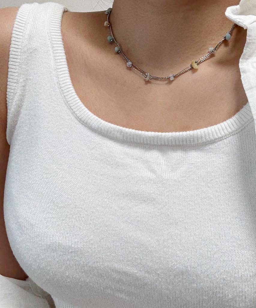 Monoflux Drift Stone Wave Double Chain Necklace