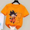 Dragon Ball Goku T-shirt for Children Cartoon A-Z Letters Tee Top Boys Girls Orange Clothes New Kids Short Sleeve Clothing Gift