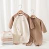 Newborn Velvet Long Sleeve Bodysuit with Belly Protection - Autumn Winter Crawling Pajamas