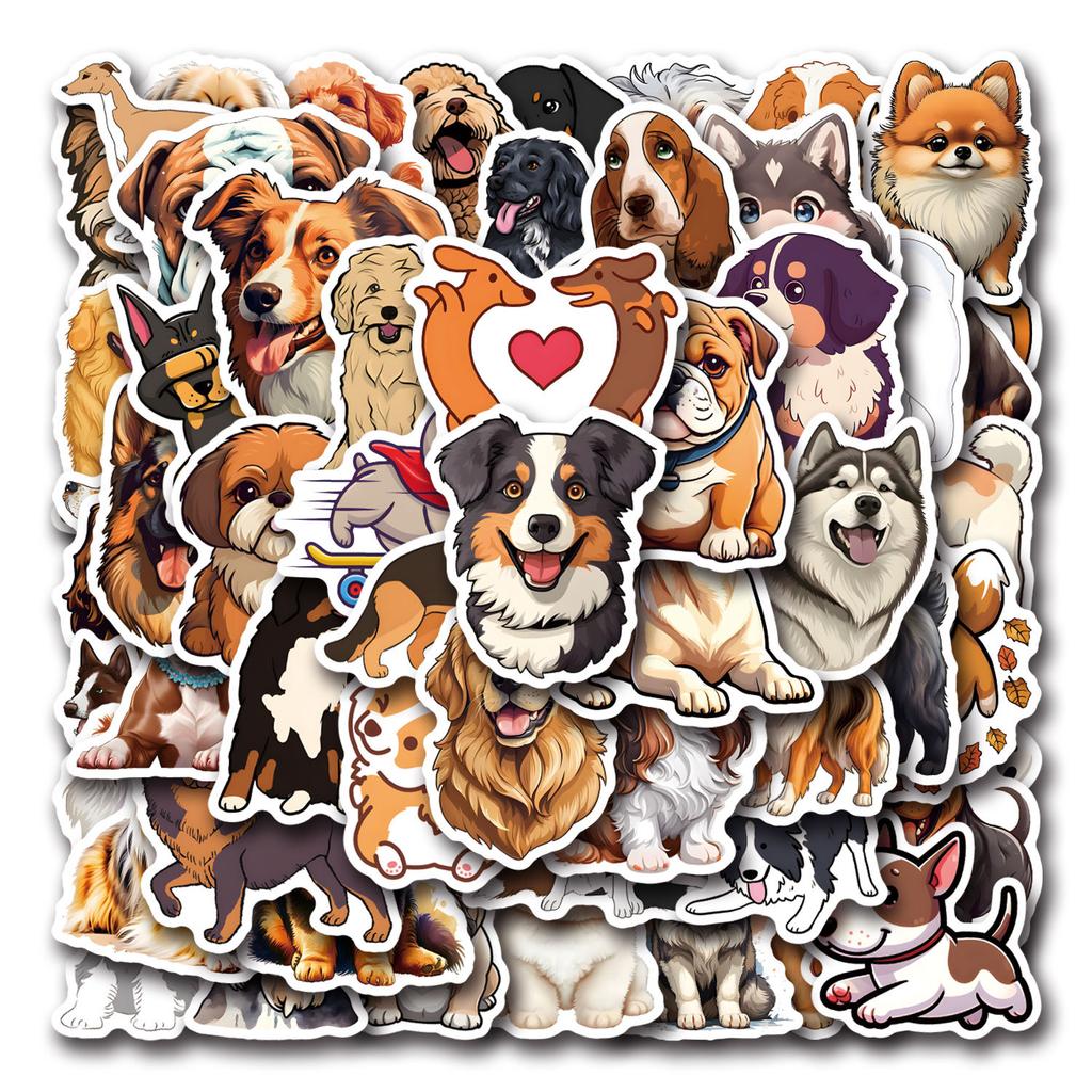 55 New Mixed Dog Mixed Dog Graffiti Stickers Decorate Notebook Luggage Mobile Phone DIY Stickers