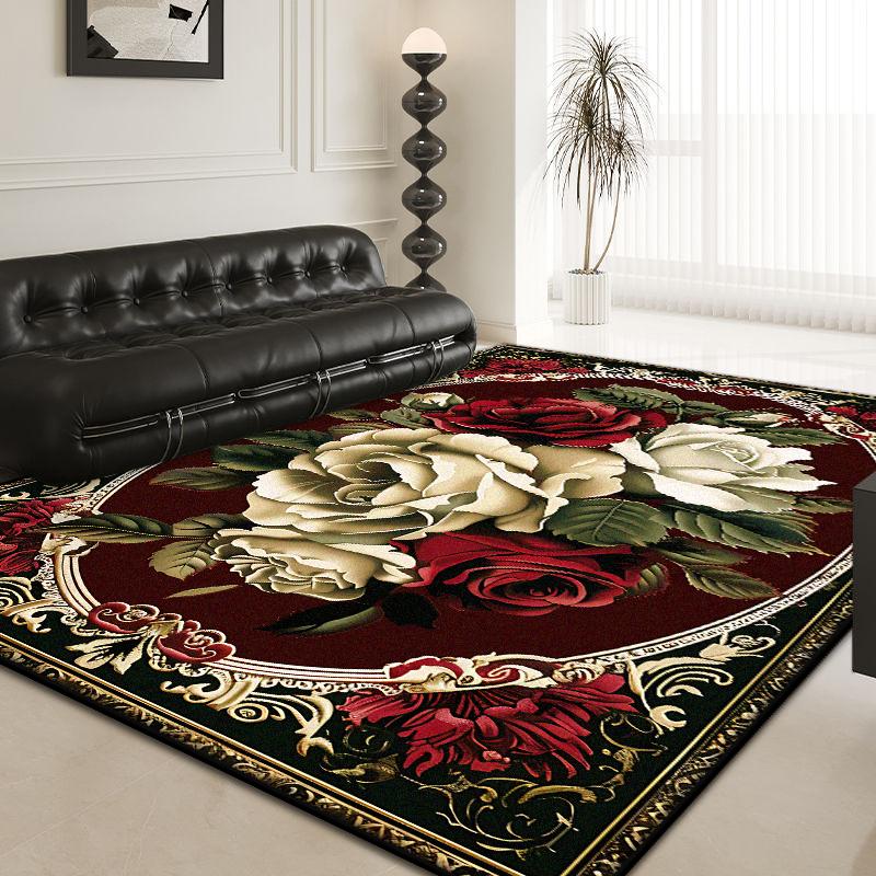 European Style Flower Carpets for Living Room 3D Retro Decoration Home Antiskid Carpet Hall Area Floor Mat Room Decor Large Rug