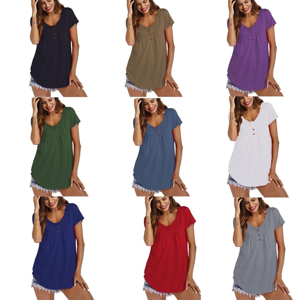 Stylish Women's Summer Short Sleeve Blouse In Vibrant Colors Plus Size Casual Tunic