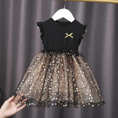 Księżniczka Sukienka Dziewczynka Sukienka Letnia Dzieci Dziewczęta Bawełniana Polka Dot Sukienka Bez Rękawów Puffy Mesh