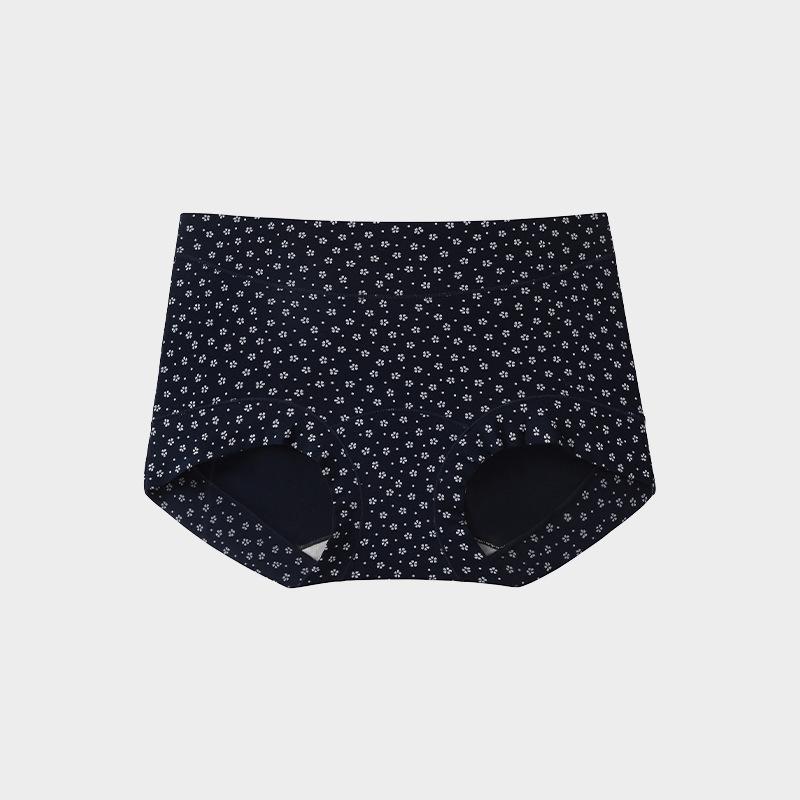 

Жіночі Весняно-Осінні Квітчасті Чисто Бавовняні 10A Антибактеріальні Трусики з Подовженою Ластовицею, Не Обтягуючі Стегна, Малий Плоский Кут 3XL темно-синього кольору/білий