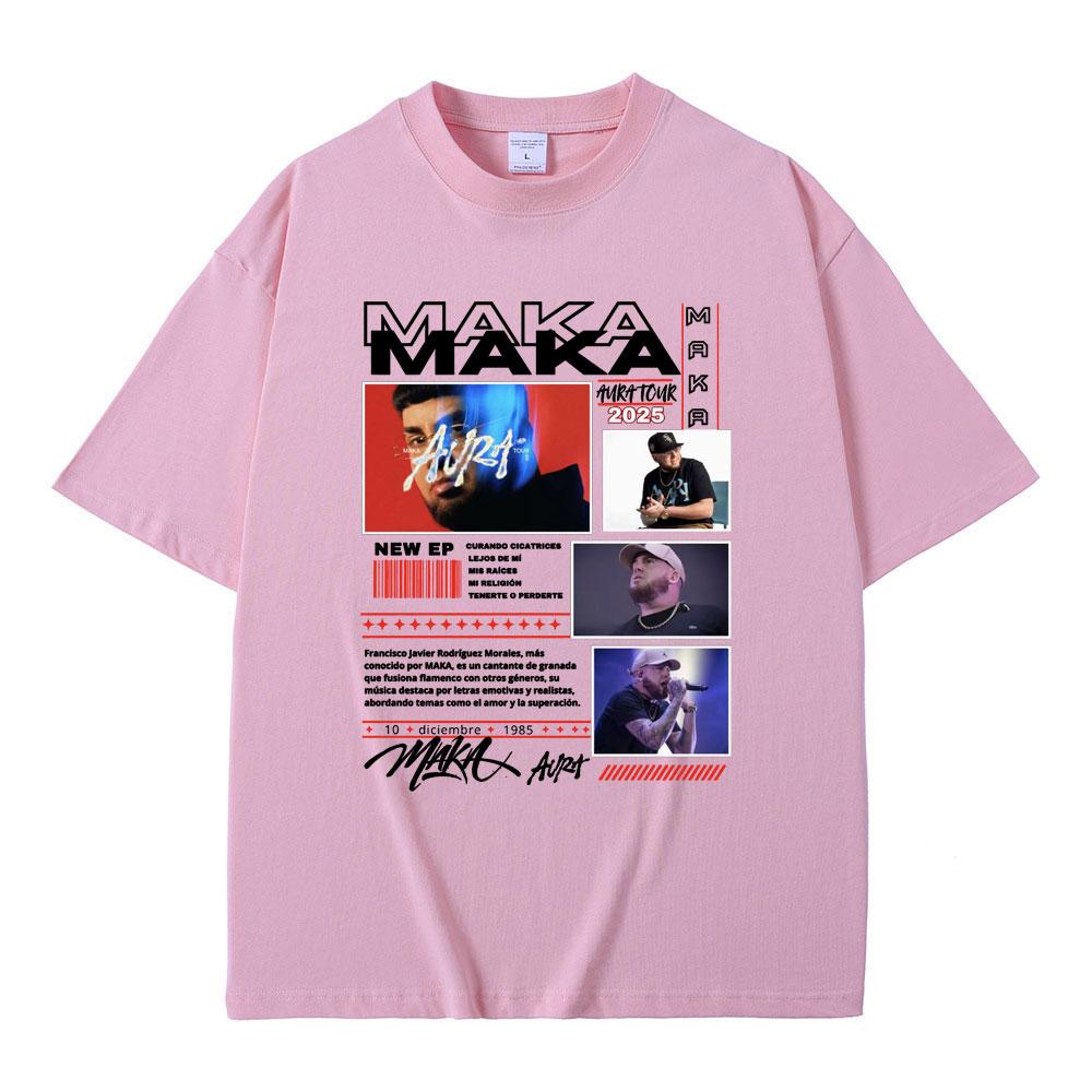 Rapper Maka Aura Tour T Shirts Men Women Hip Hop Vintage Oversized Short Sleeve T-shirts Men's Fashion Casual T-shirt Streetwear