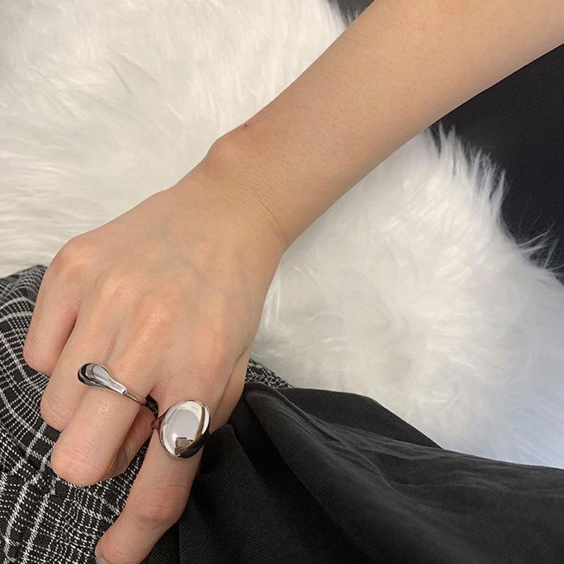 European-American S925 Silver-Plated Geometric Open Ring - Retro, Creative, and Stylish Index Finger Design for Women