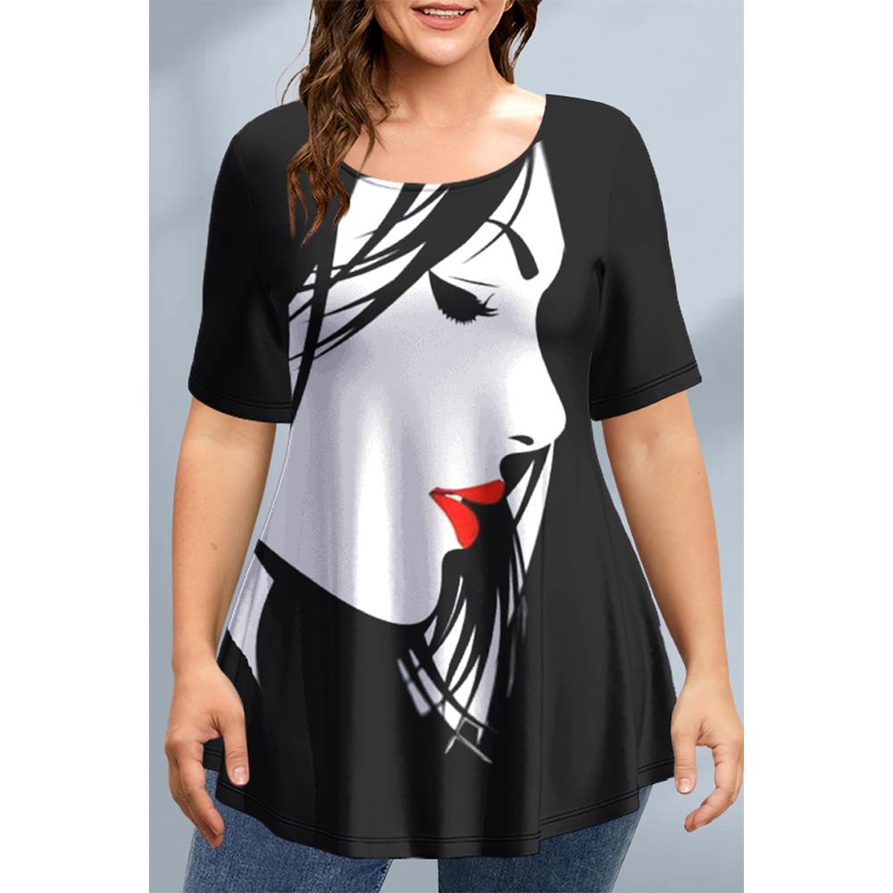 

Новые женские футболки Весенняя одежда Цветочная графика 2023 Топы с круглым вырезом и коротким рукавом Уличная одежда Оверсайз Свободные женские футболки 5XL