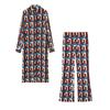 Kaslead New Arrival Women's Clothing Fashion Style Print Long Shirt Bell-Bottom Pants 2543094 2541090 020