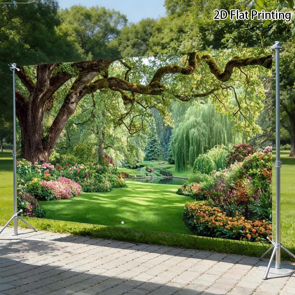 1 Piece, Vibrant Garden-themed Garage Door Banner, Easy To Install. Made of Polyester Fiber, Perfect for the Poolside Area.