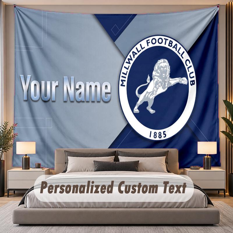 Custom Name Text Tapestry Millwall FC Personalized Polyester Wall Tapestry For Bedroom And Room