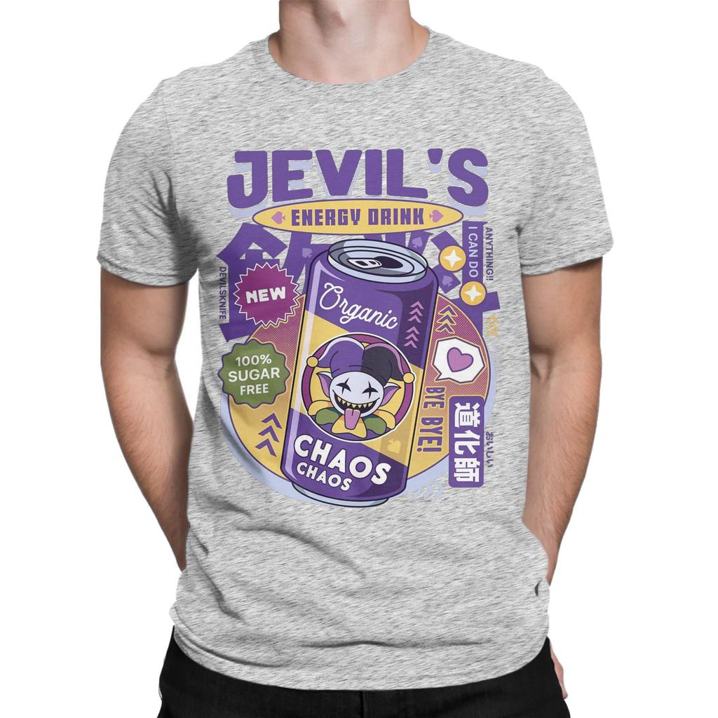Jevil Energy Drink Deltarune T Shirt Beach  Leisure TShirts Mens Cotton O Neck Plus Size Tees ShortSleeve Streetwear Tshirt