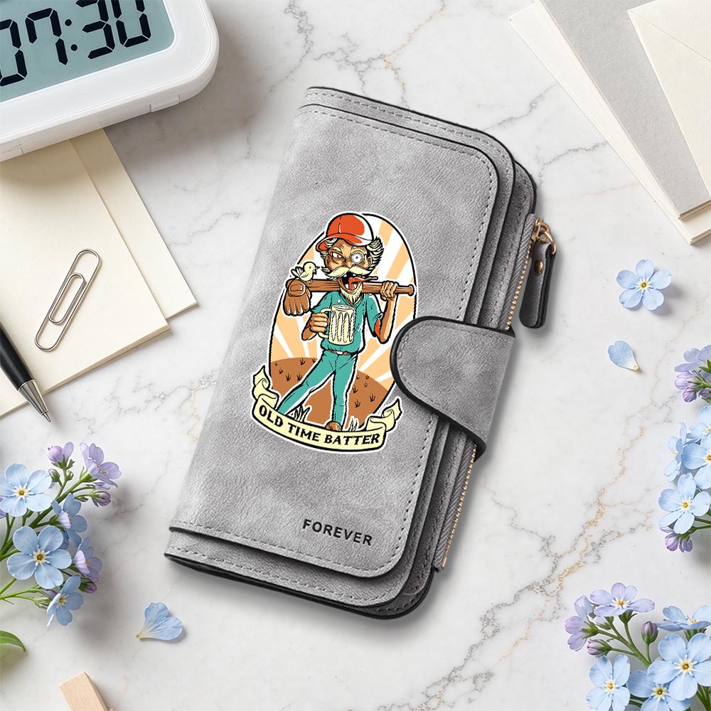 Vintage Cartoon Print Long Wallet Casual Multi Card Large Capacity Fashion Purse