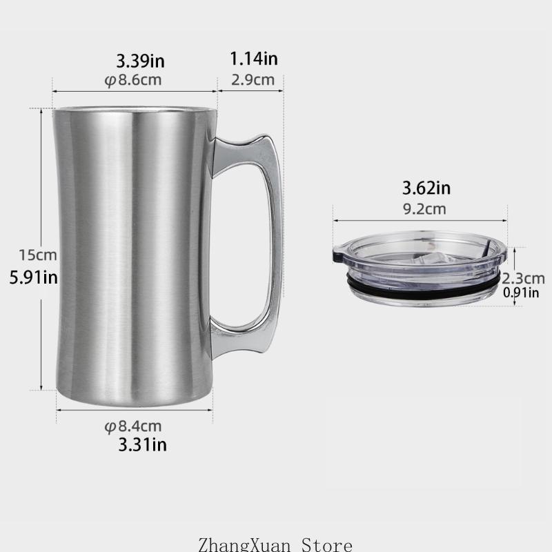 3XUF Solide Bierkrüge mit doppelwandigen vakuumisolierten Bechern für heiße und kalte Getränke