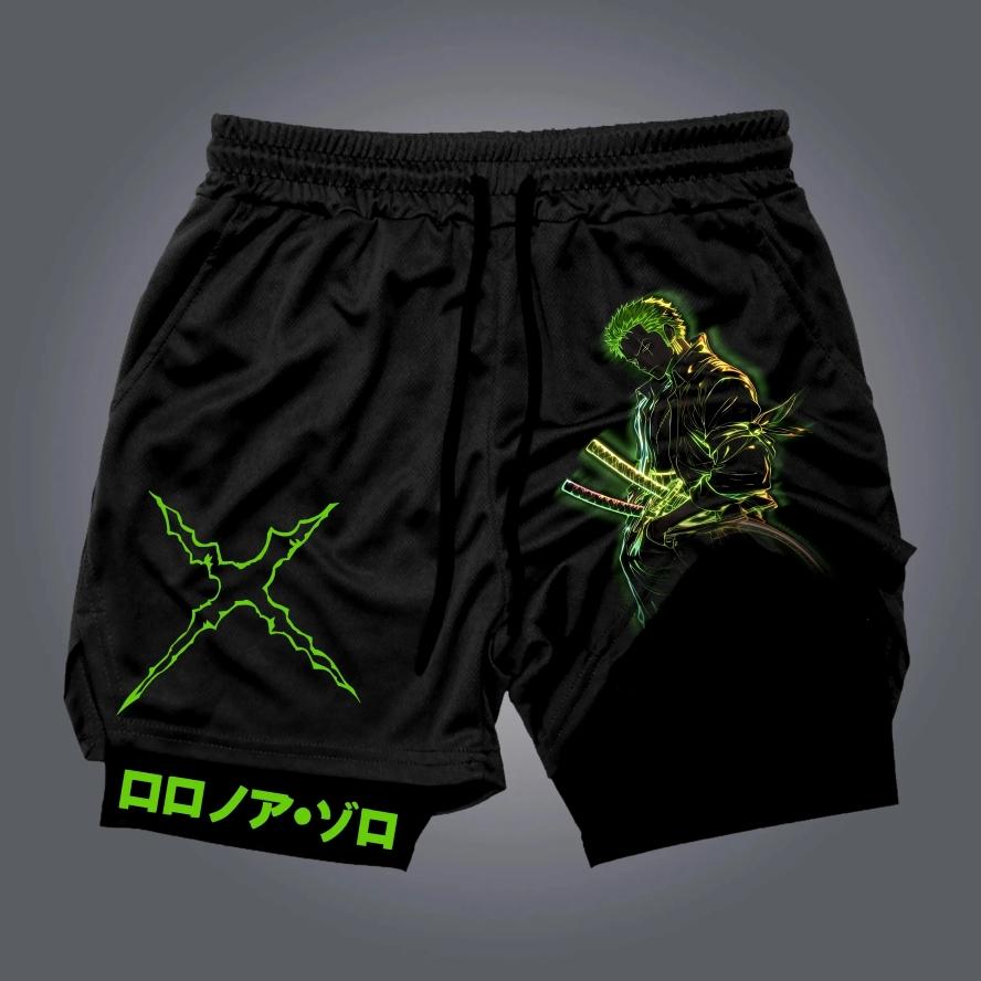 Muay Thai Kickboxing Boxe MMA Pirate One Piece Luffy Zoro Chapeau de Paille Dessin Animé Japon Shorts Unisexe Entraînement Séchage Rapide Imprimé Entraînement Fitness