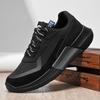 Autumn Leather Thick-Soled Comfortable Running Shoes Casual Sports Shoes For Men Large-Sized Flat-Heeled Shallow-Mouthed Black